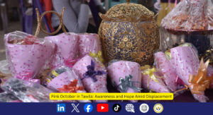 Handmade pink products at the Al-Haneen Pink Bazaar during Pink October in Tawila
